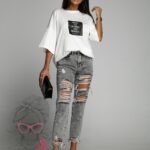 -wyprzedane- T-shirt oversize BornTo biały