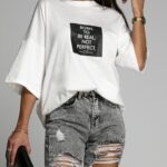 -wyprzedane- T-shirt oversize BornTo biały