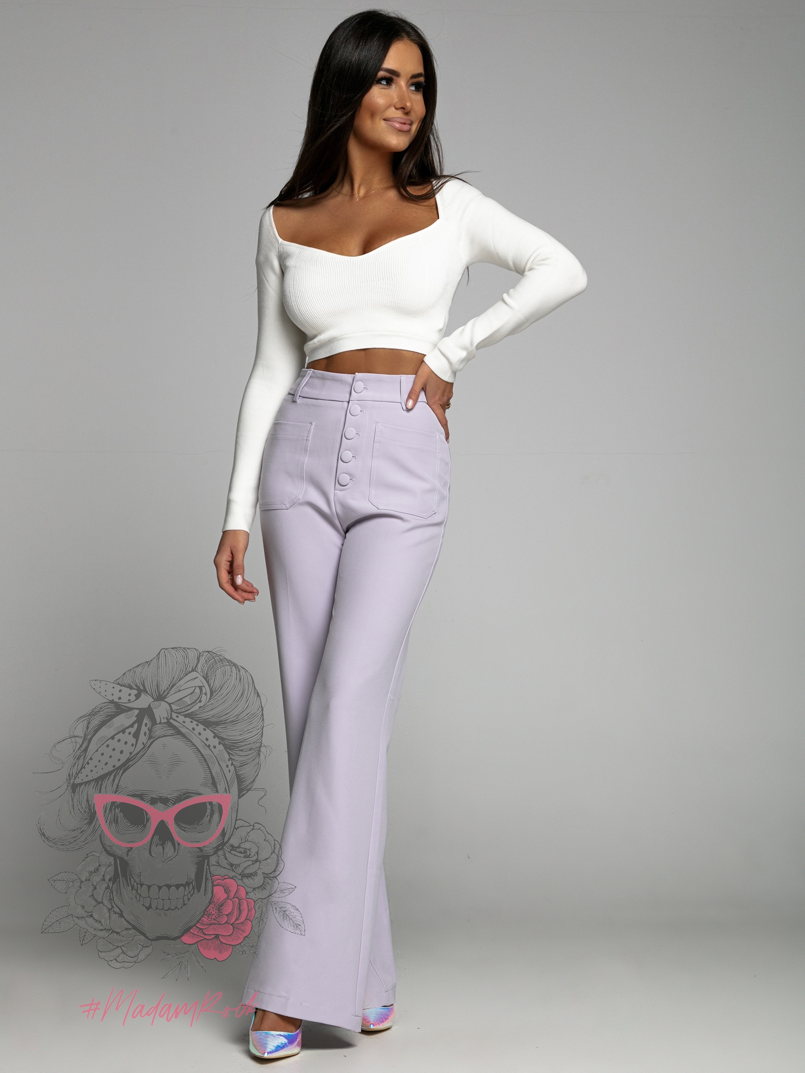 -wyprzedane-Spodnie dzwony Rendo lila