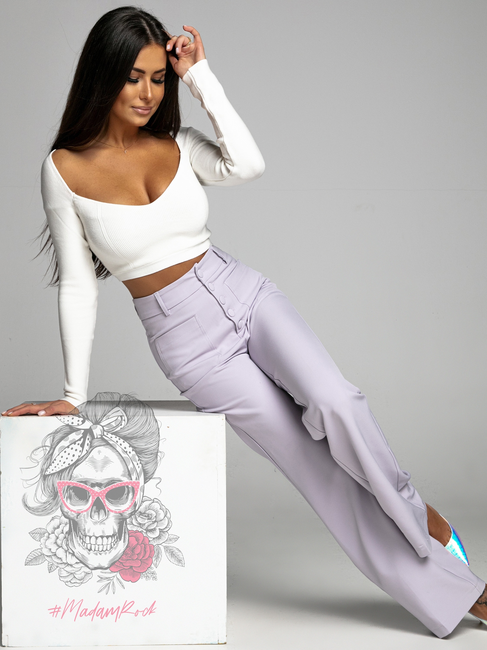 -wyprzedane-Spodnie dzwony Rendo lila -wyprzedane-Spodnie dzwony Rendo lila