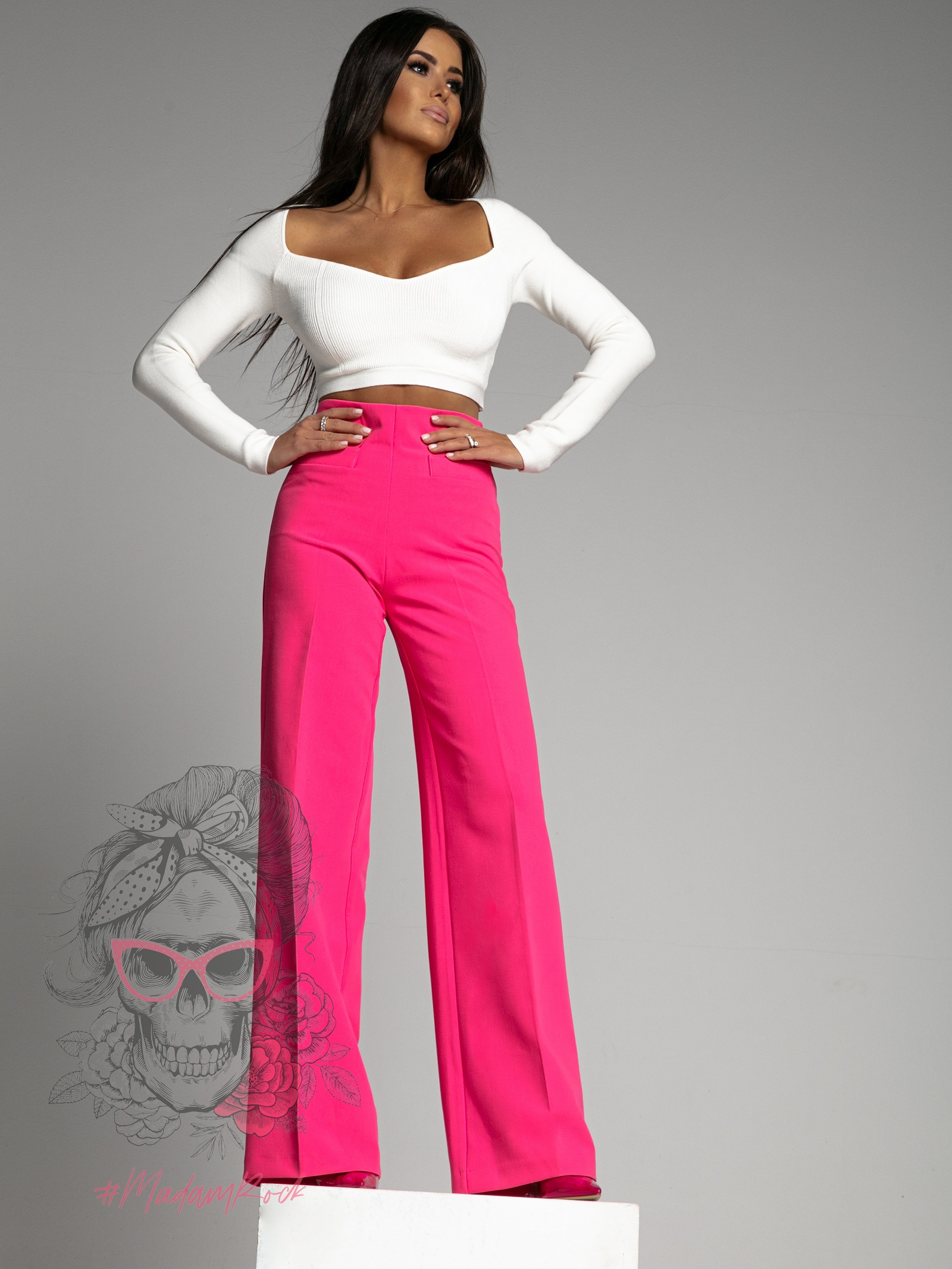 Spodnie eleganckie Mefeto fuksja