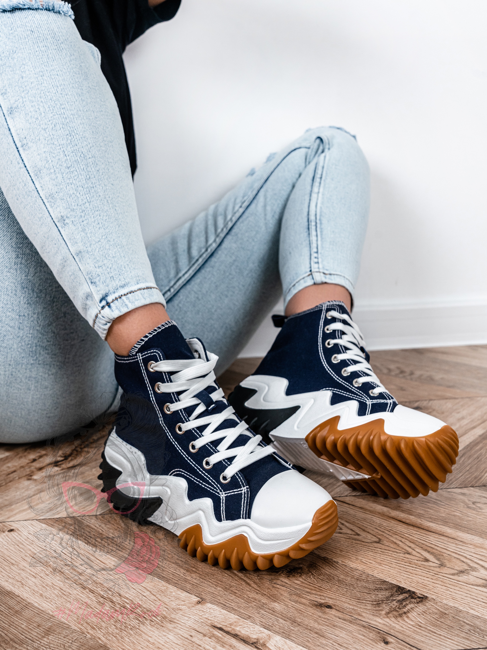 Trampki za kostkę Madam Lefo granatowe