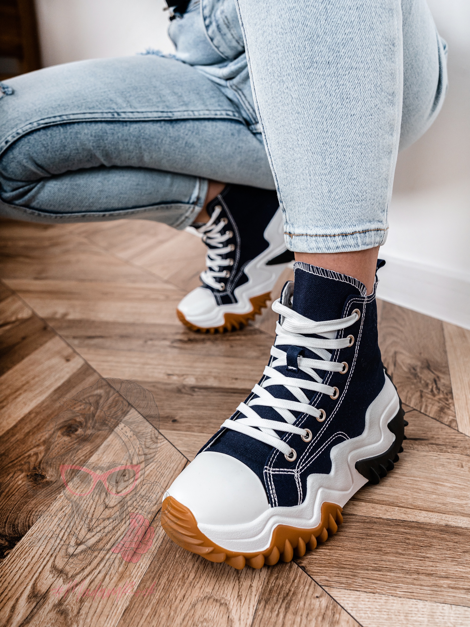 Trampki za kostkę Madam Lefo granatowe Trampki za kostkę Madam Lefo granatowe