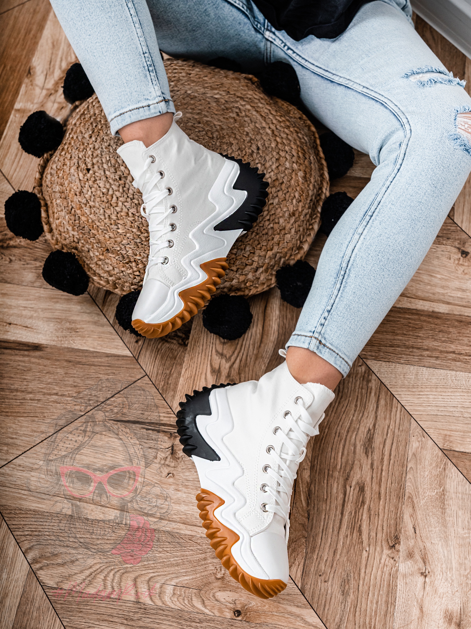 Trampki za kostkę Madam Lefo białe