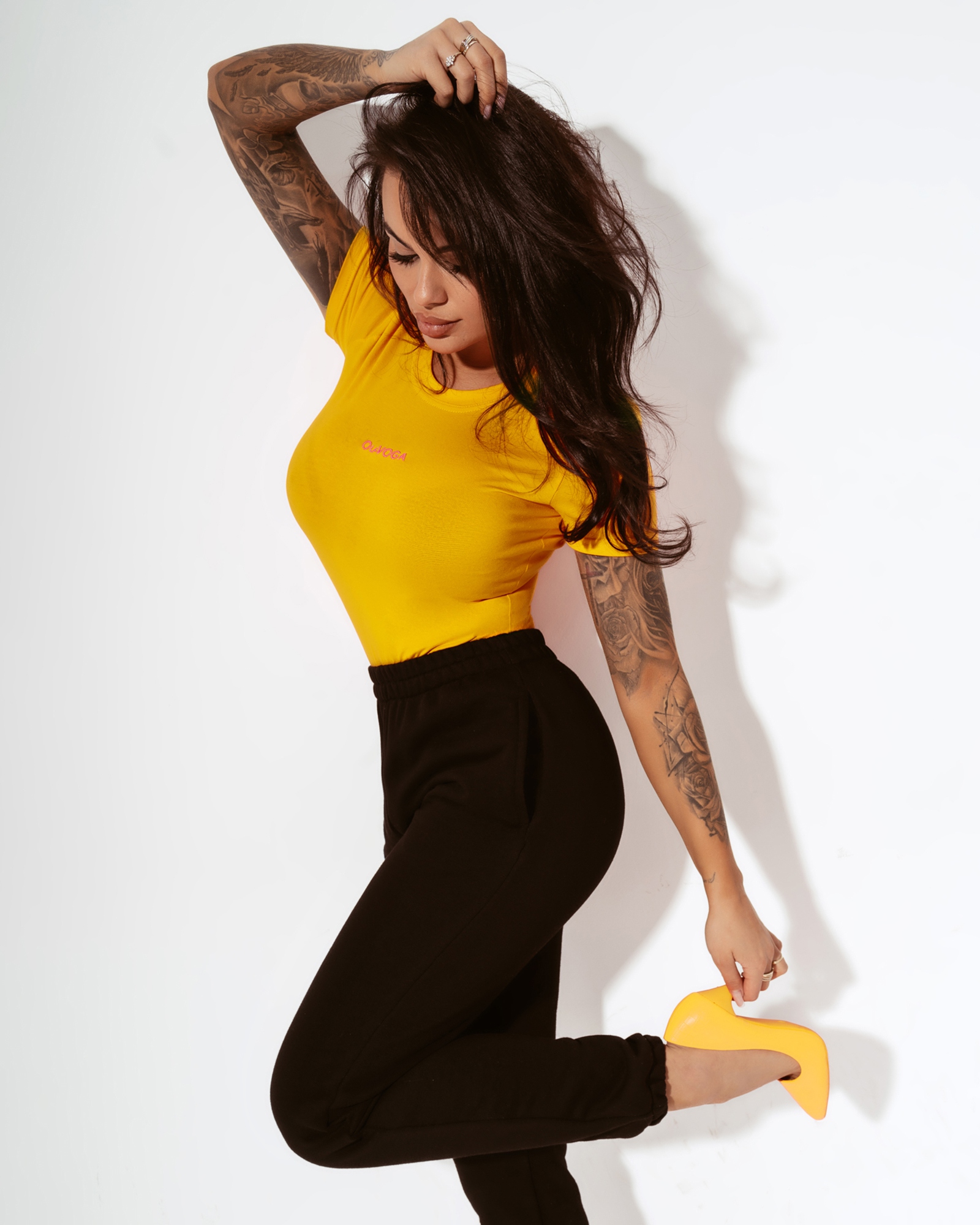 Body bawełniane Loose żółte Body bawełniane Loose żółte