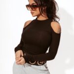 Bluzka z odkrytymi ramionami Neck czarna