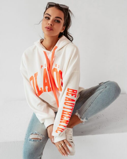 Bluza oversize z kapturem Big Olv ecru