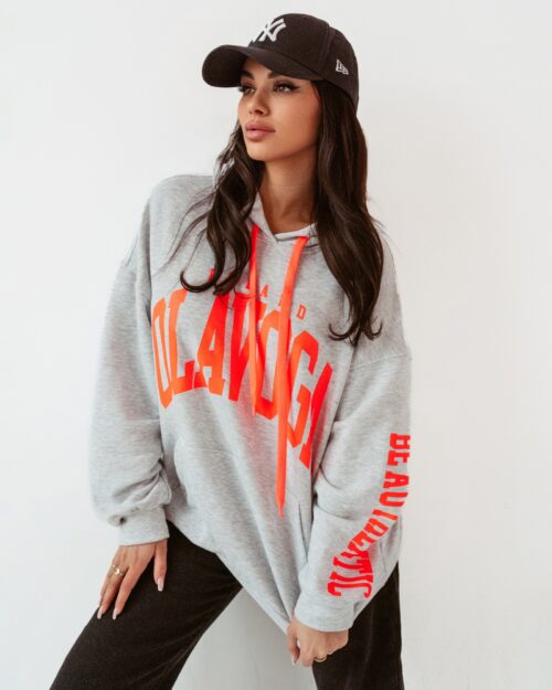 Bluza oversize z kapturem Big Olv szara