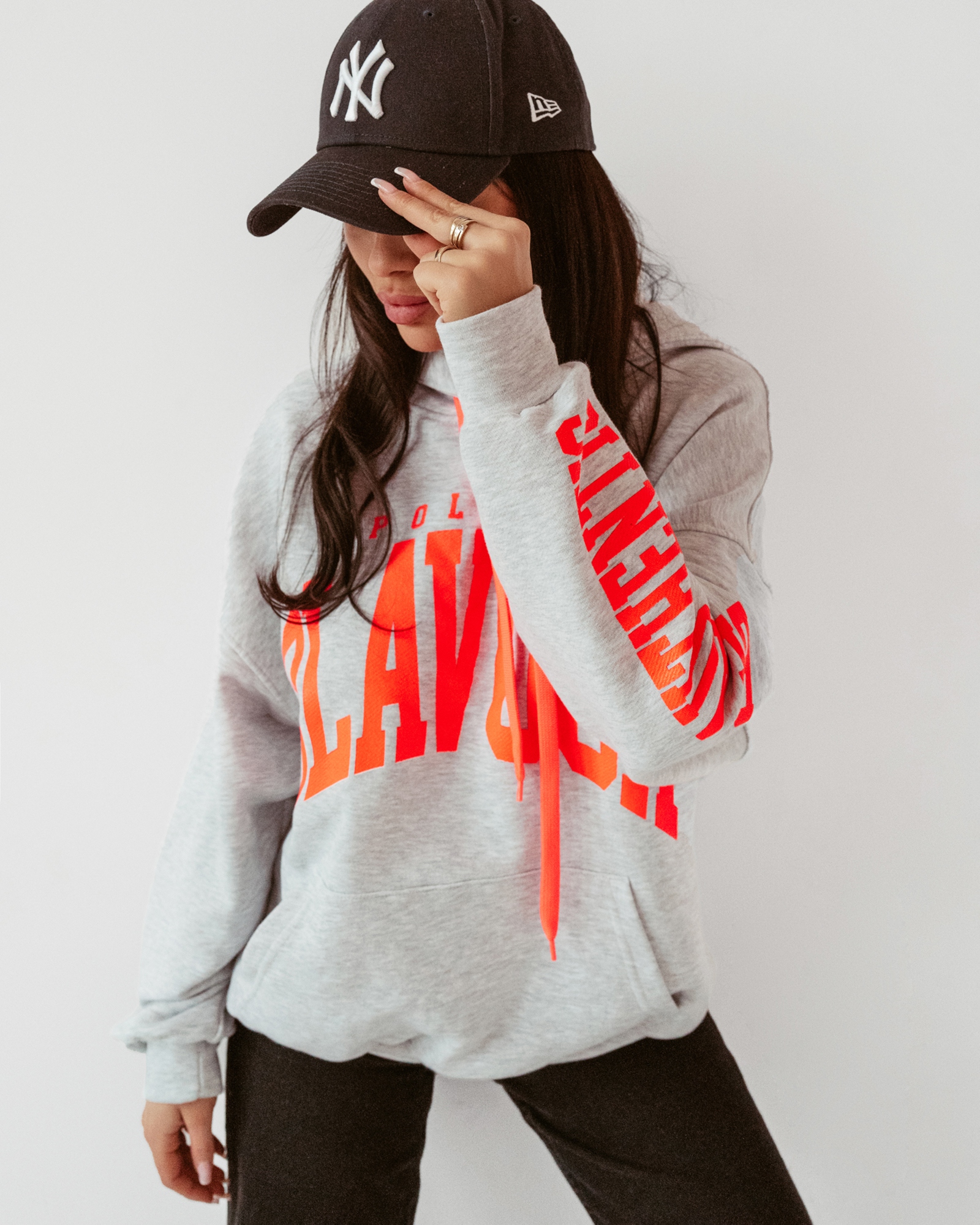 Bluza oversize z kapturem Big Olv szara