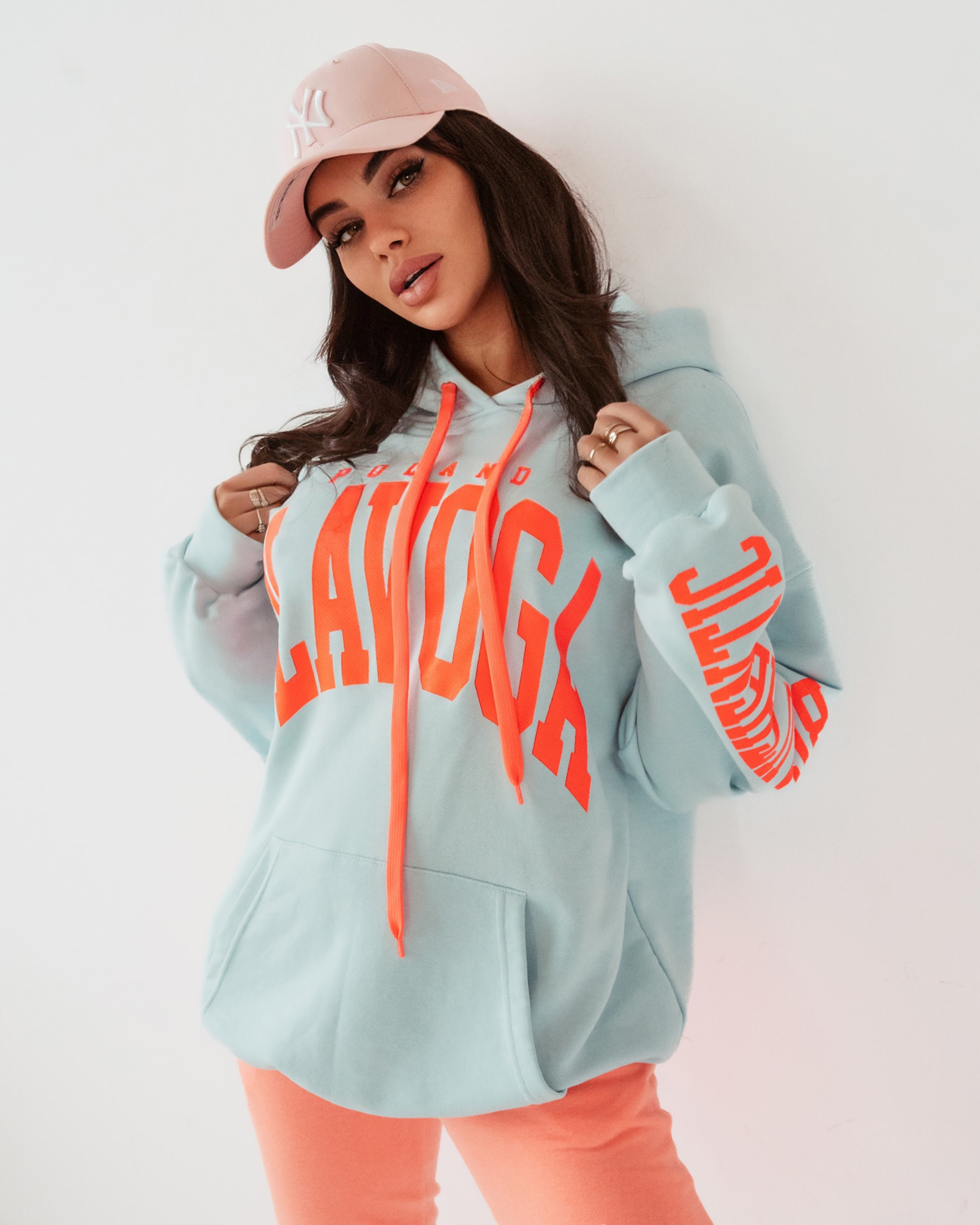 Bluza oversize z kapturem Big Olv miętowa