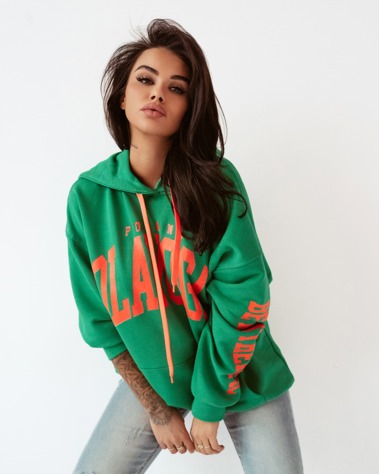 Bluza oversize z kapturem Big Olv zielona Bluza oversize z kapturem Big Olv zielona