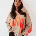 Bluza oversize z kapturem Big Olv beżowa