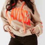 Bluza oversize z kapturem Big Olv beżowa