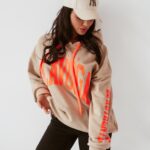 Bluza oversize z kapturem Big Olv beżowa