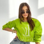 Bluza bawełniana logowana Ciara j.zielona