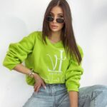 Bluza bawełniana logowana Ciara j.zielona