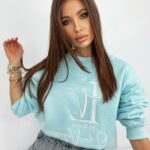 Bluza bawełniana logowana Ciara błękitna