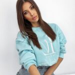 Bluza bawełniana logowana Ciara błękitna