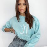 Bluza bawełniana logowana Ciara błękitna