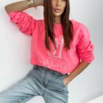 Bluza bawełniana logowana Ciara neonowa różowa