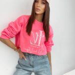 Bluza bawełniana logowana Ciara neonowa różowa