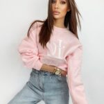 Bluza bawełniana logowana Ciara pudrowa