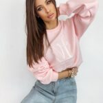 Bluza bawełniana logowana Ciara pudrowa