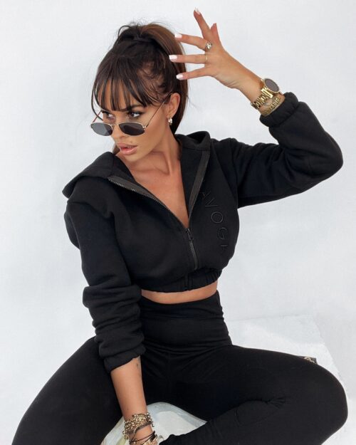 Bluza krótka z zipem Tina czarna