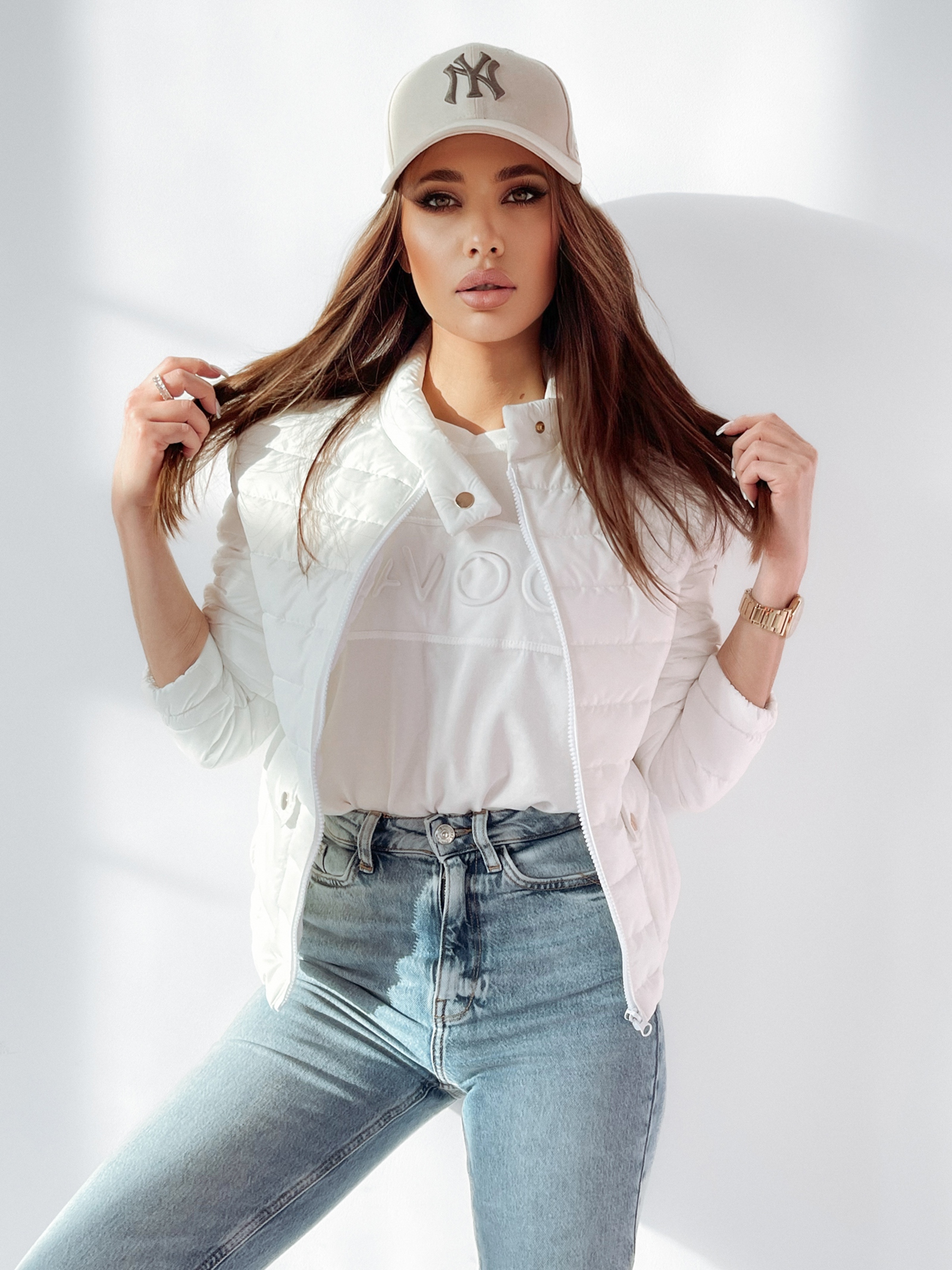 Kurtka pikowana Sara biała Kurtka pikowana Sara biała