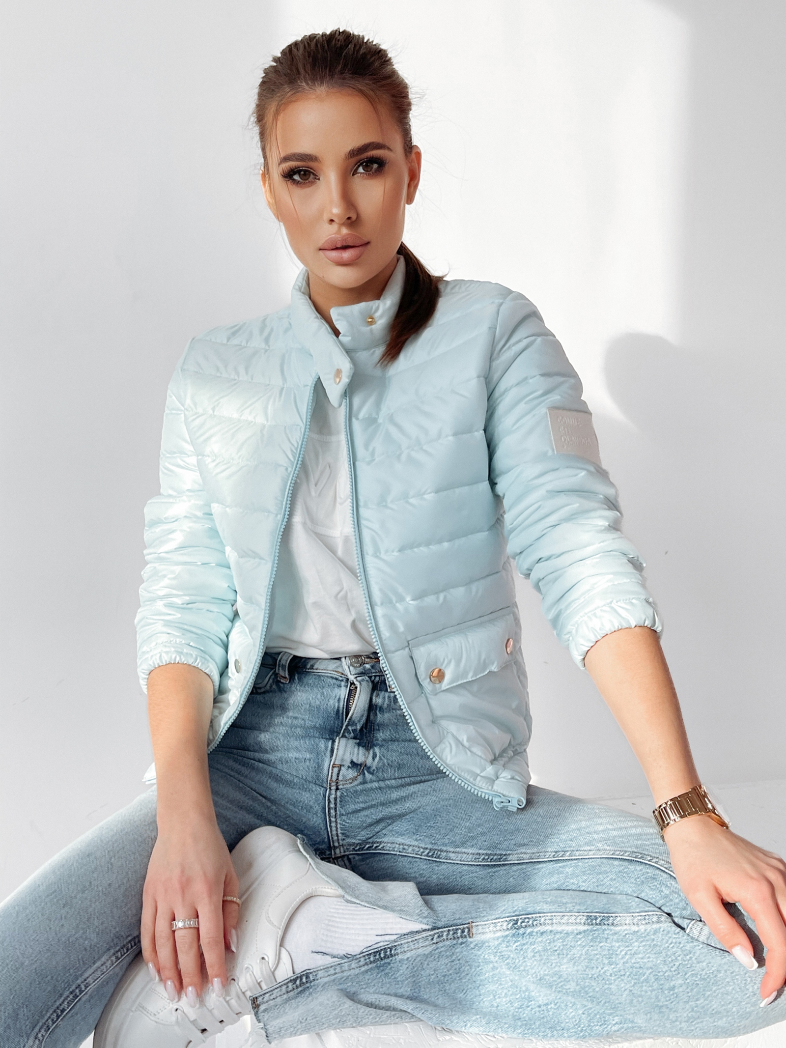 Kurtka pikowana Sara błękitna