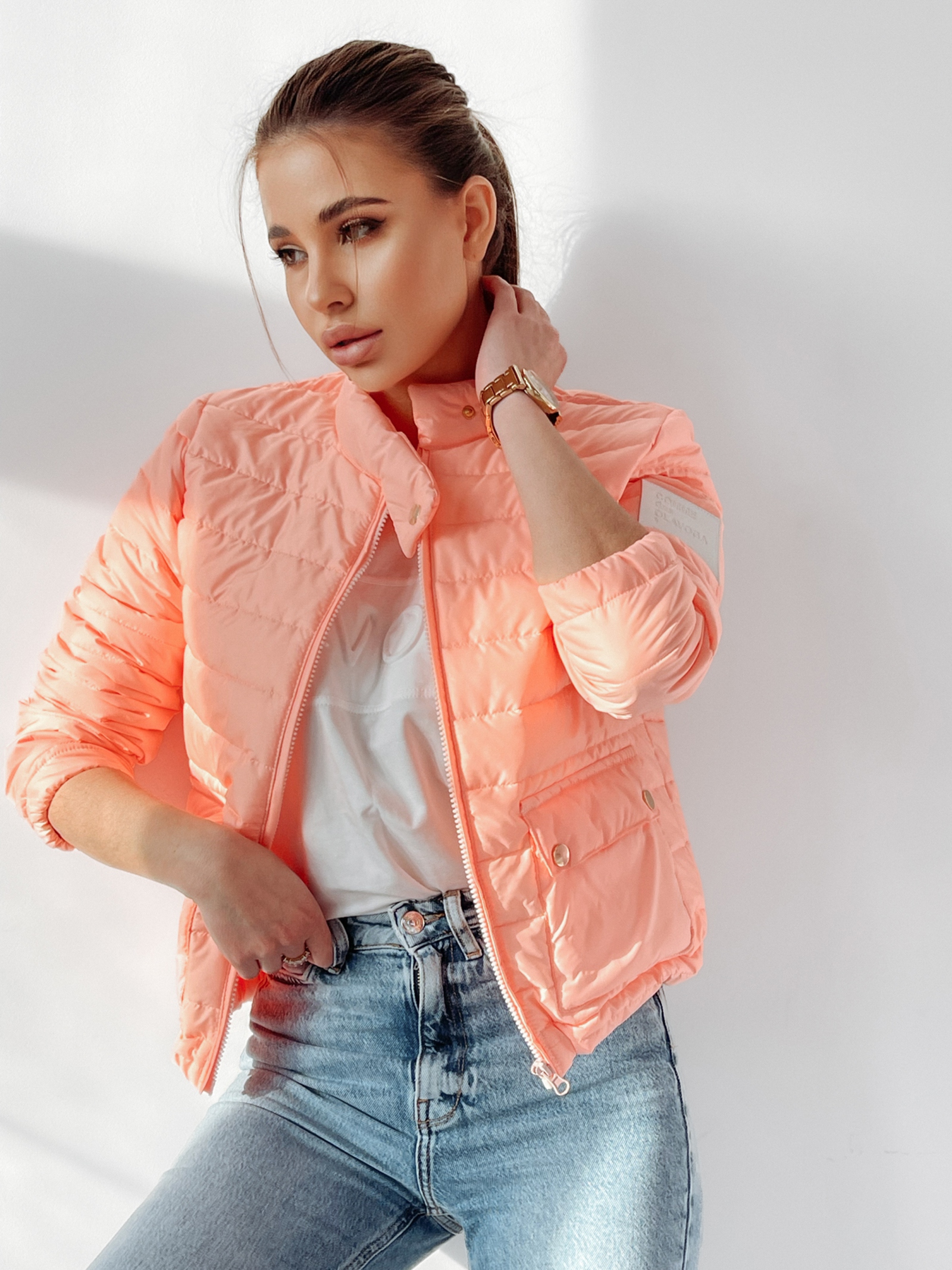 Kurtka pikowana Sara pudrowa