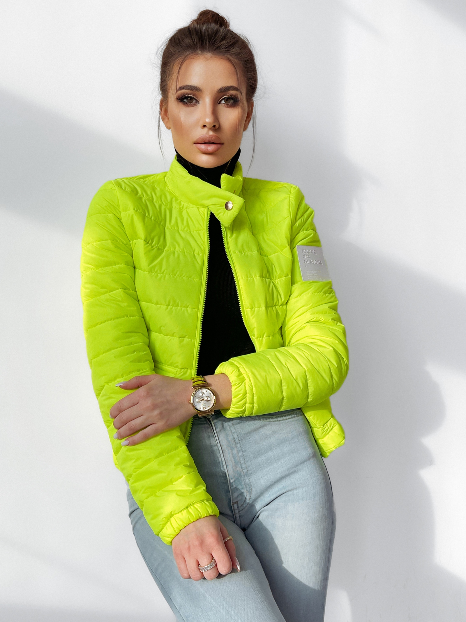 Kurtka pikowana Sara neonowa limonkowa