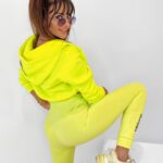 Legginsy z wysokim stanem Lea limonkowe