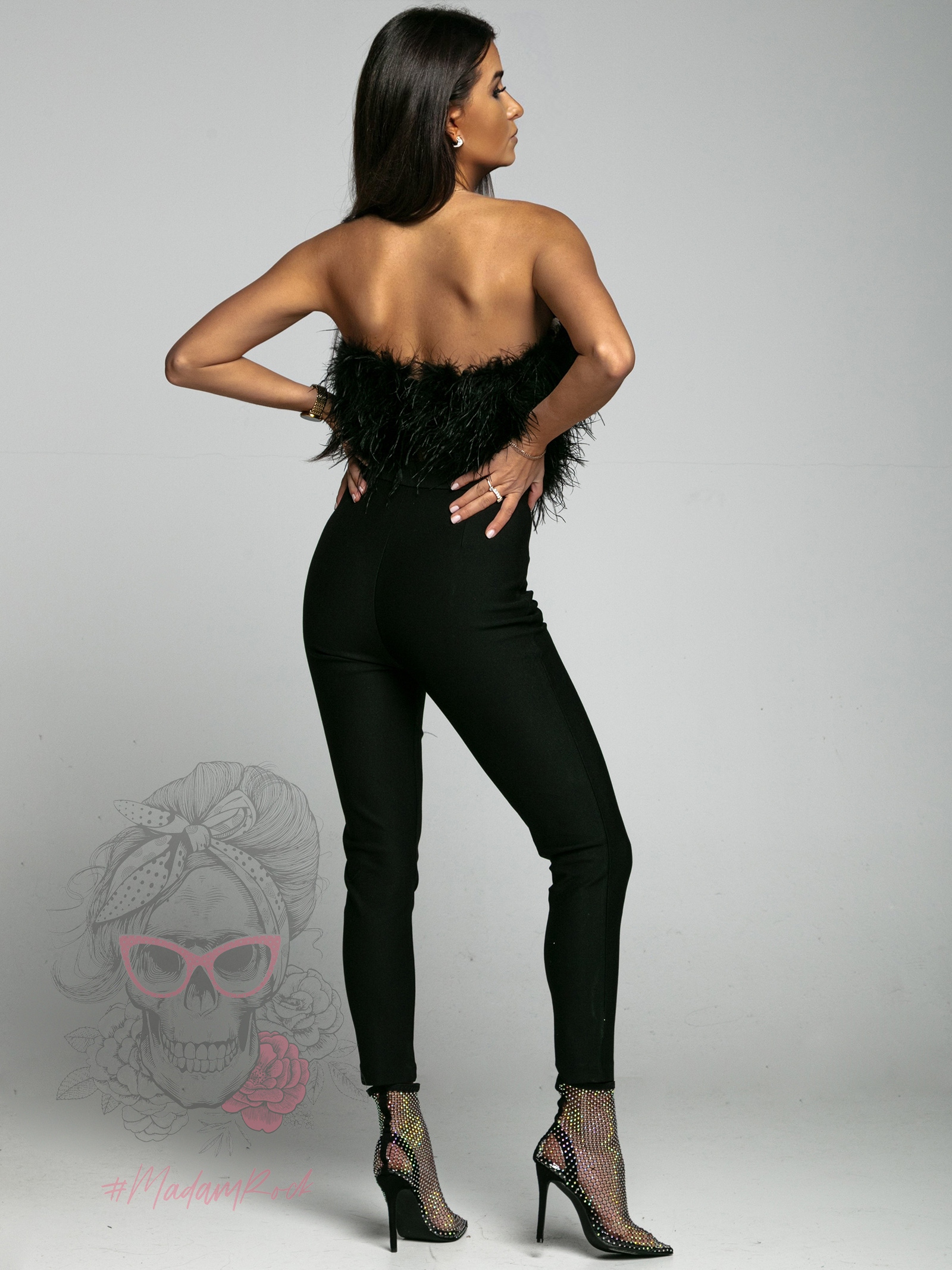 Top z piór premium Exclusivo czarny Top z piór premium Exclusivo czarny