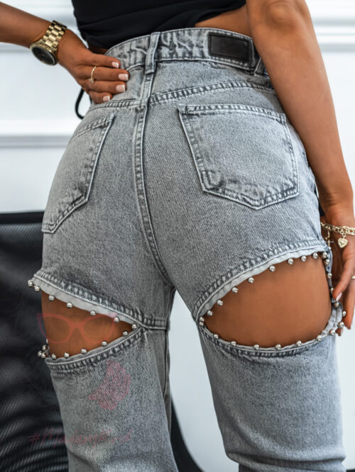 Spodnie jeansowe z wycięciami Sund Grey szare