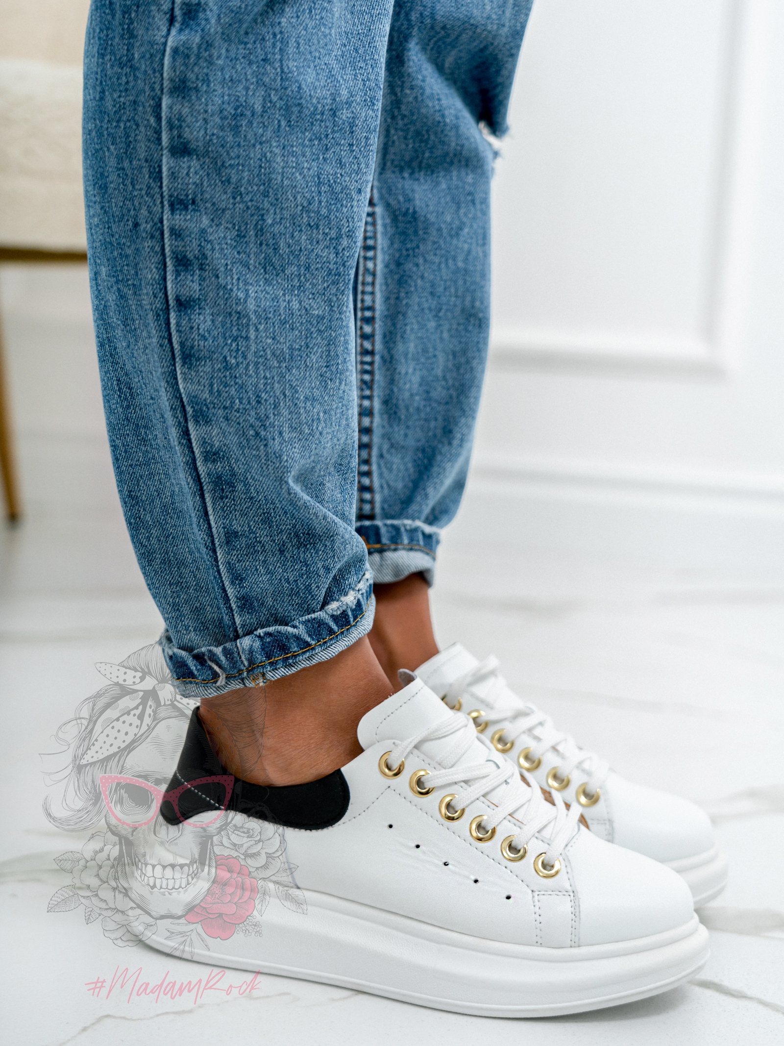 Buty sportowe Casuall Rock biało-czarne