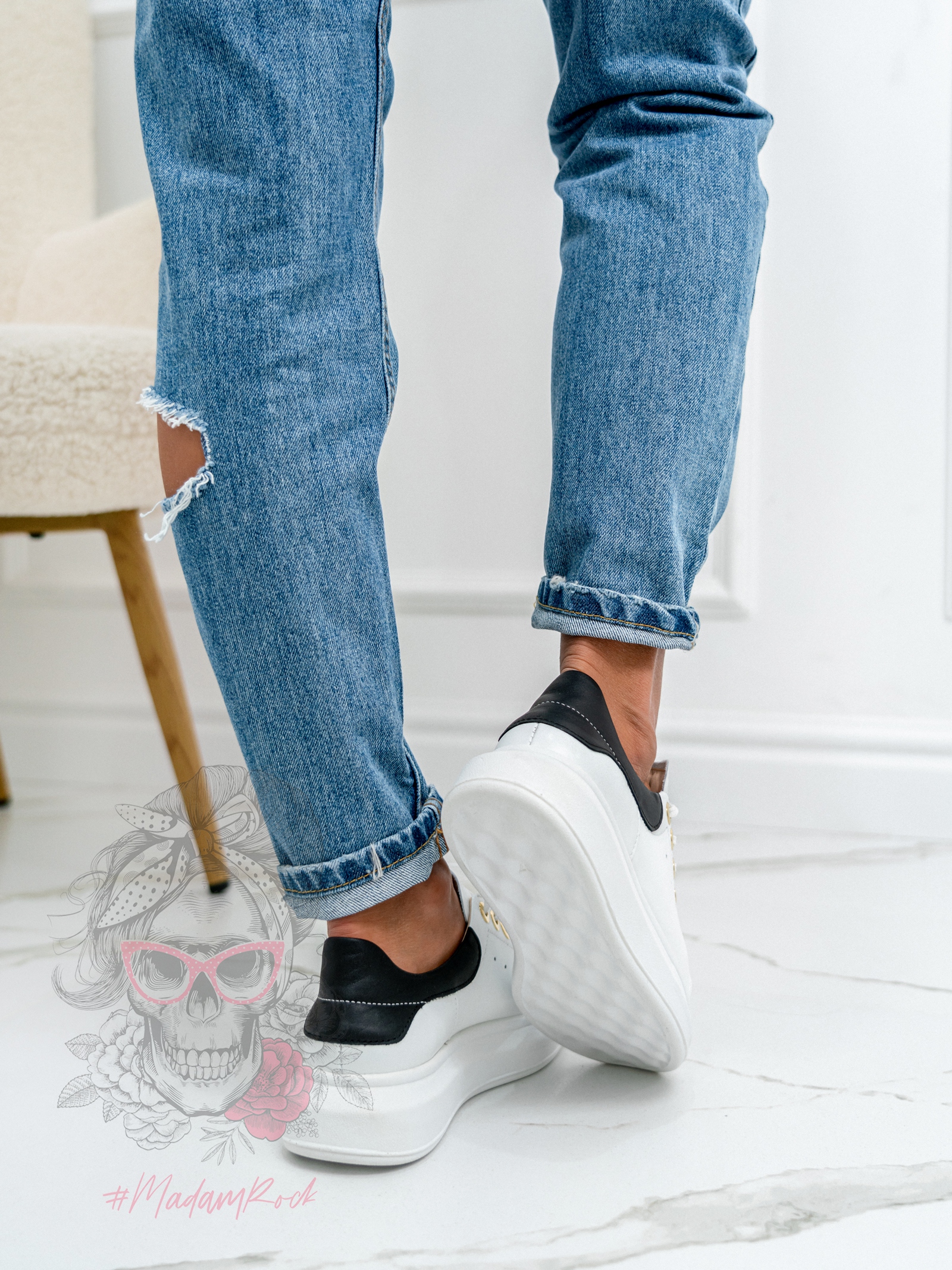 Buty sportowe Casuall Rock biało-czarne