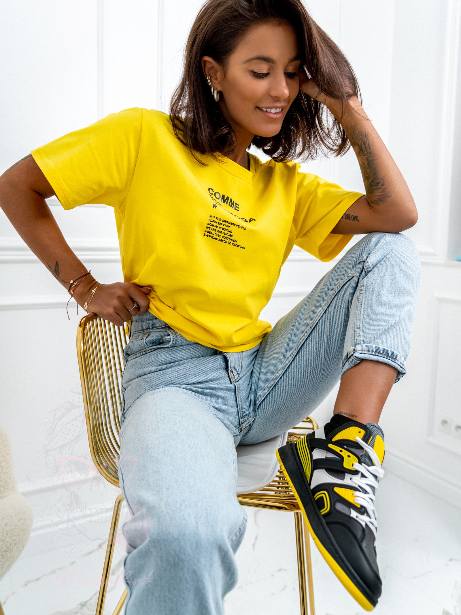 T-shirt bawełniany Kiara Ola Voga żółty