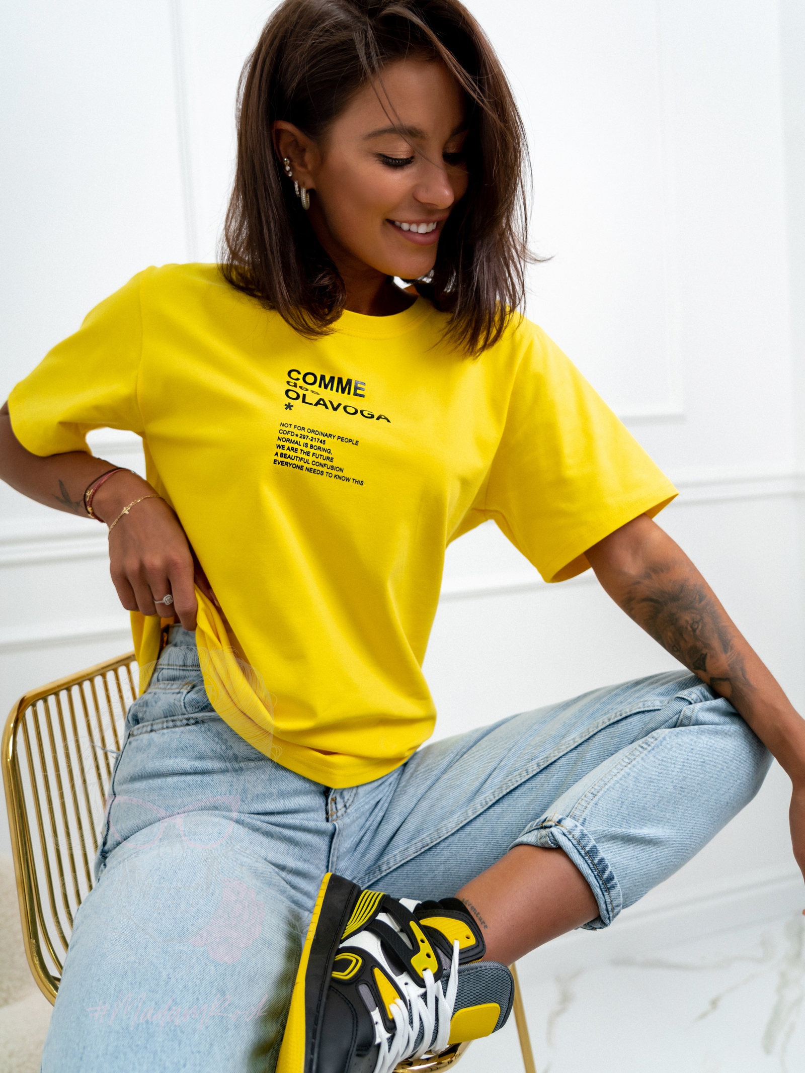 T-shirt bawełniany Kiara Ola Voga żółty