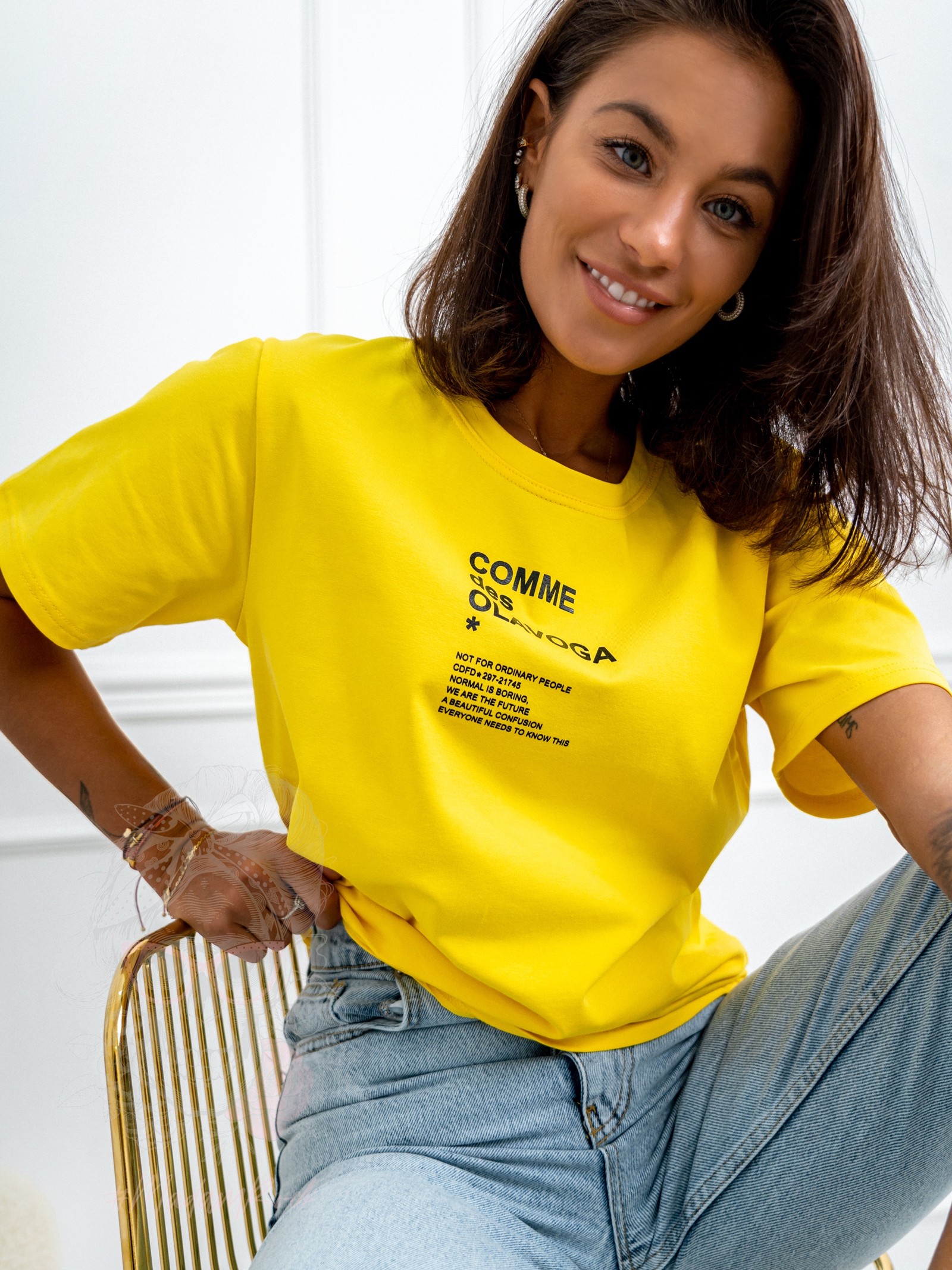 T-shirt bawełniany Kiara Ola Voga żółty