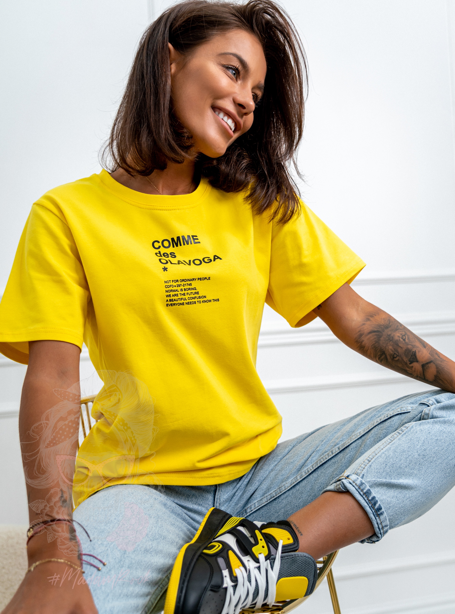 T-shirt bawełniany Kiara Ola Voga żółty