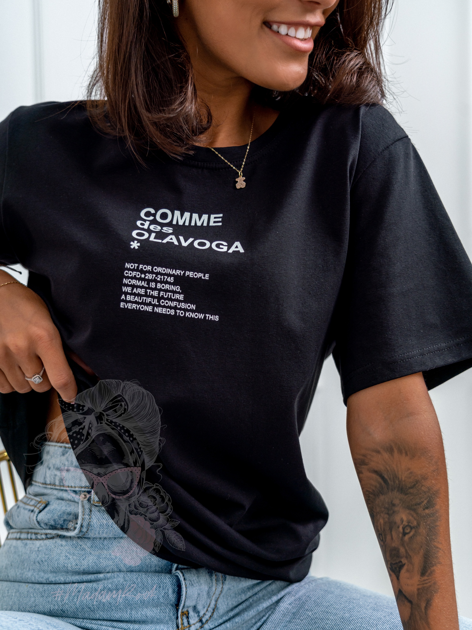 T-shirt bawełniany Kiara Ola Voga czarny T-shirt bawełniany Kiara Ola Voga czarny