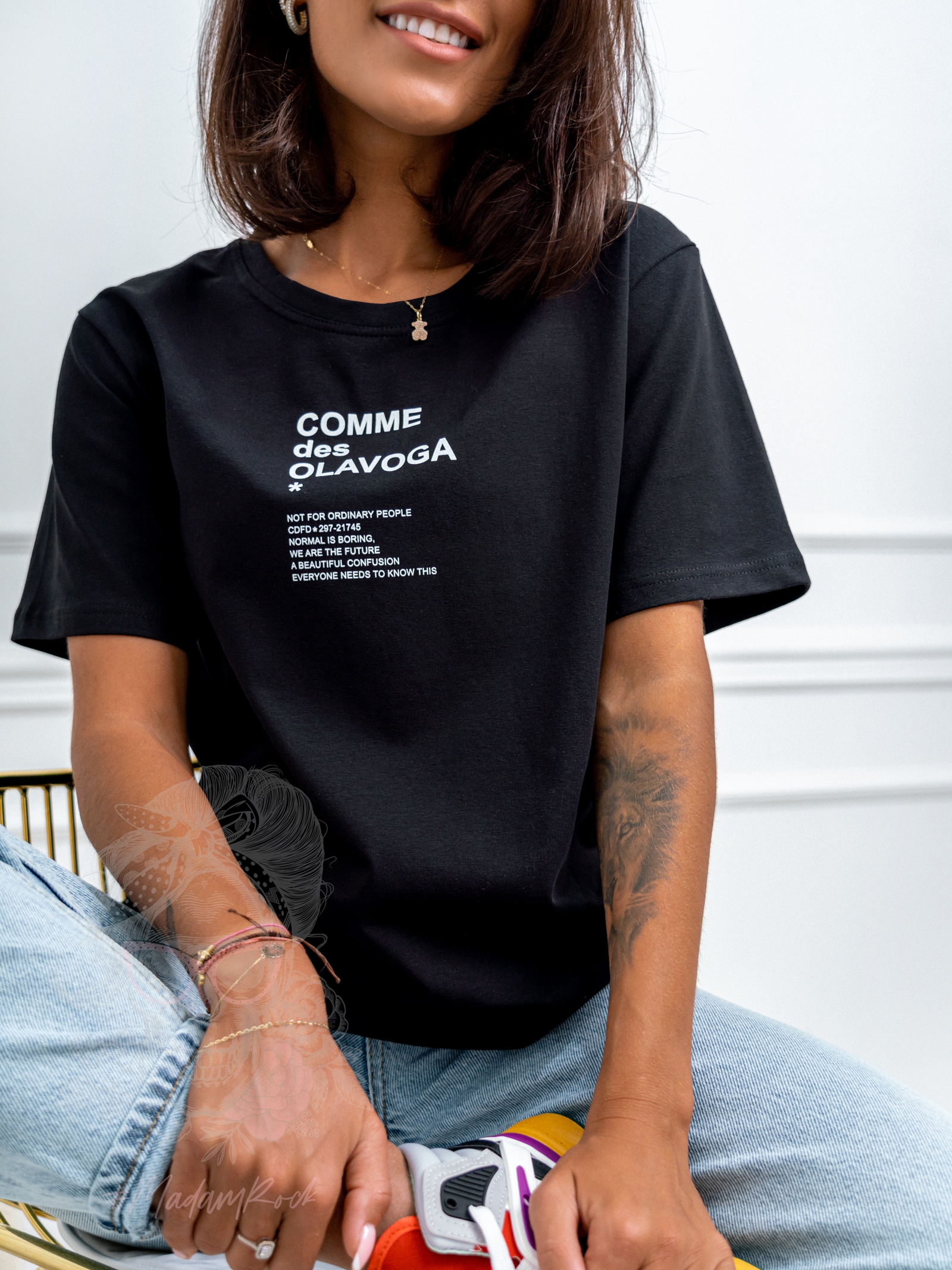 T-shirt bawełniany Kiara Ola Voga czarny T-shirt bawełniany Kiara Ola Voga czarny