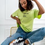 T-shirt bawełniany Kiara Ola Voga limonkowy