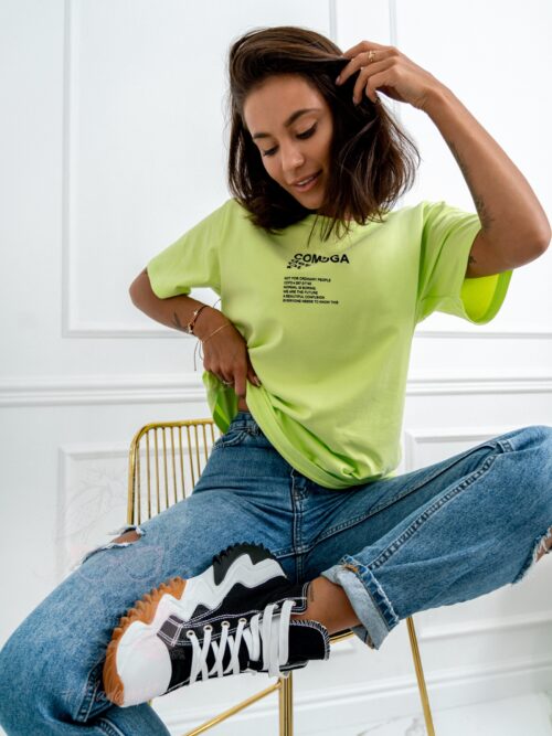 T-shirt bawełniany Kiara Ola Voga limonkowy