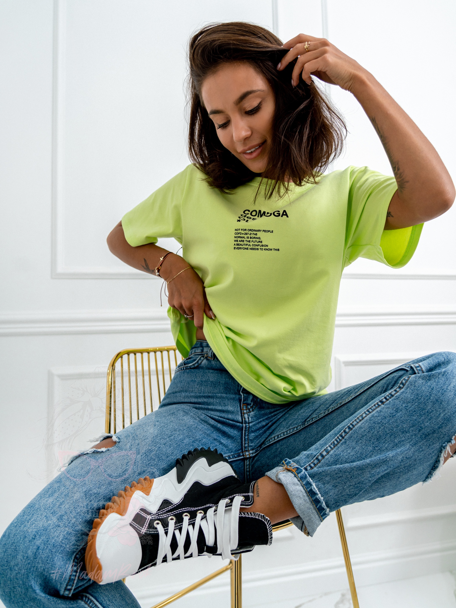 T-shirt bawełniany Kiara Ola Voga limonkowy