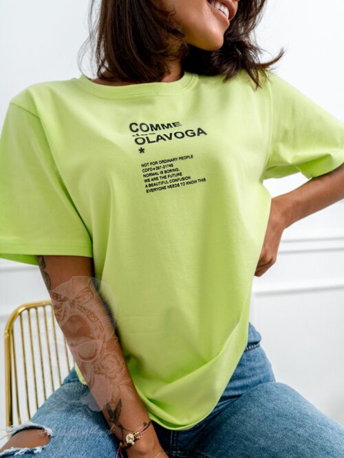 T-shirt bawełniany Kiara Ola Voga limonkowy