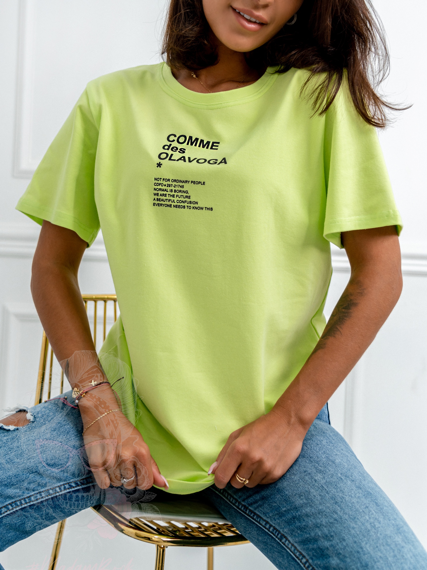 T-shirt bawełniany Kiara Ola Voga limonkowy