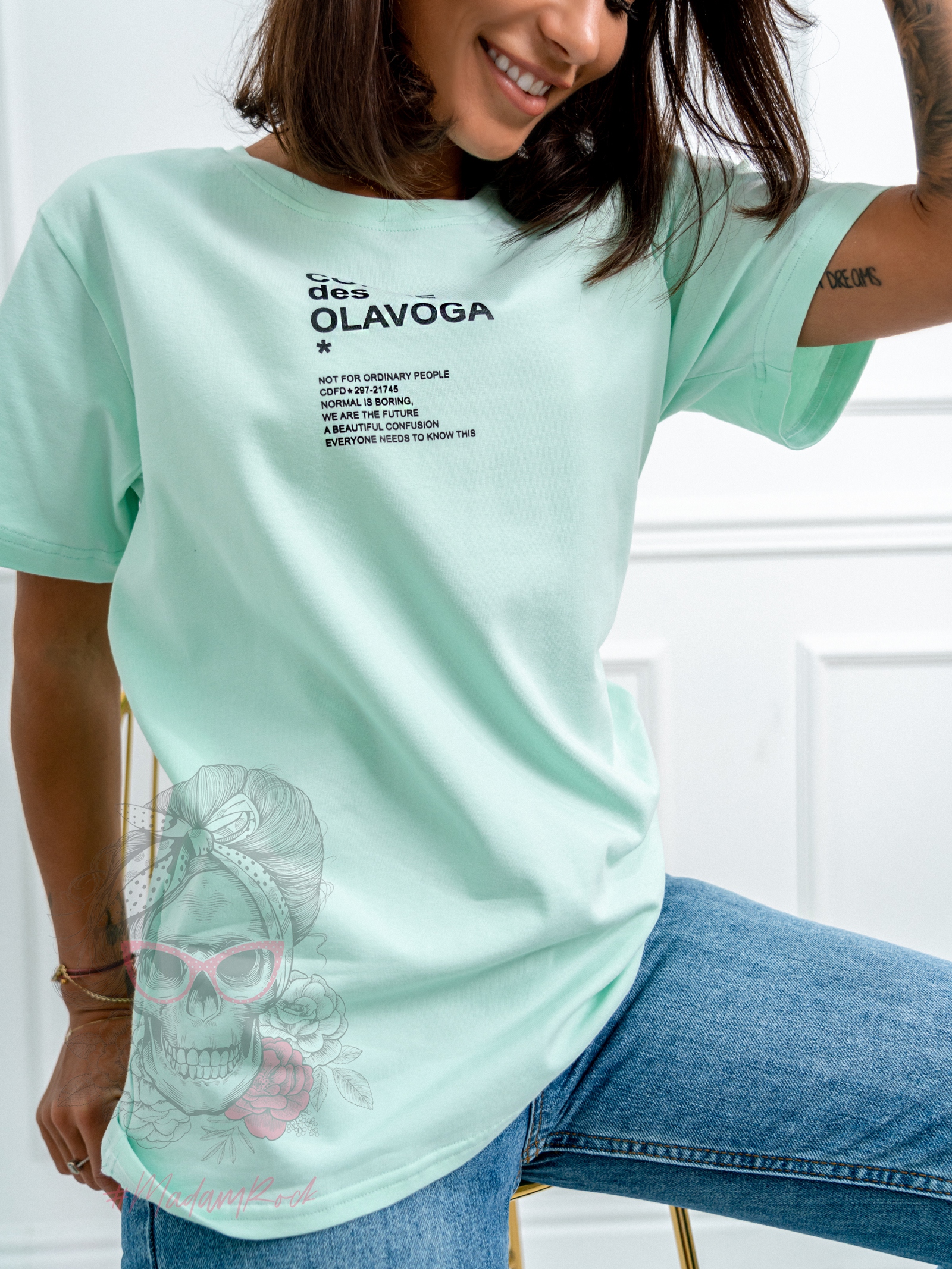 T-shirt bawełniany Kiara Ola Voga miętowy