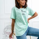 T-shirt bawełniany Kiara Ola Voga miętowy